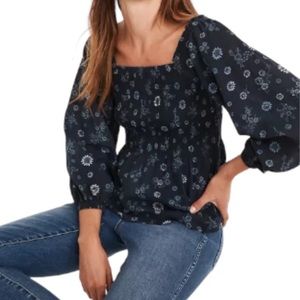 Lucie Smocked Peplum Top in Cottage Floral